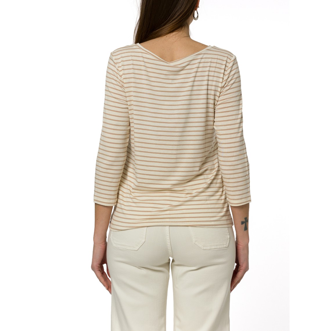 T-shirt a righe con maniche a ¾ Emme Marella