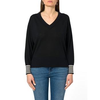 Maglia scollo a V con polsini a contrasto Marella Sport