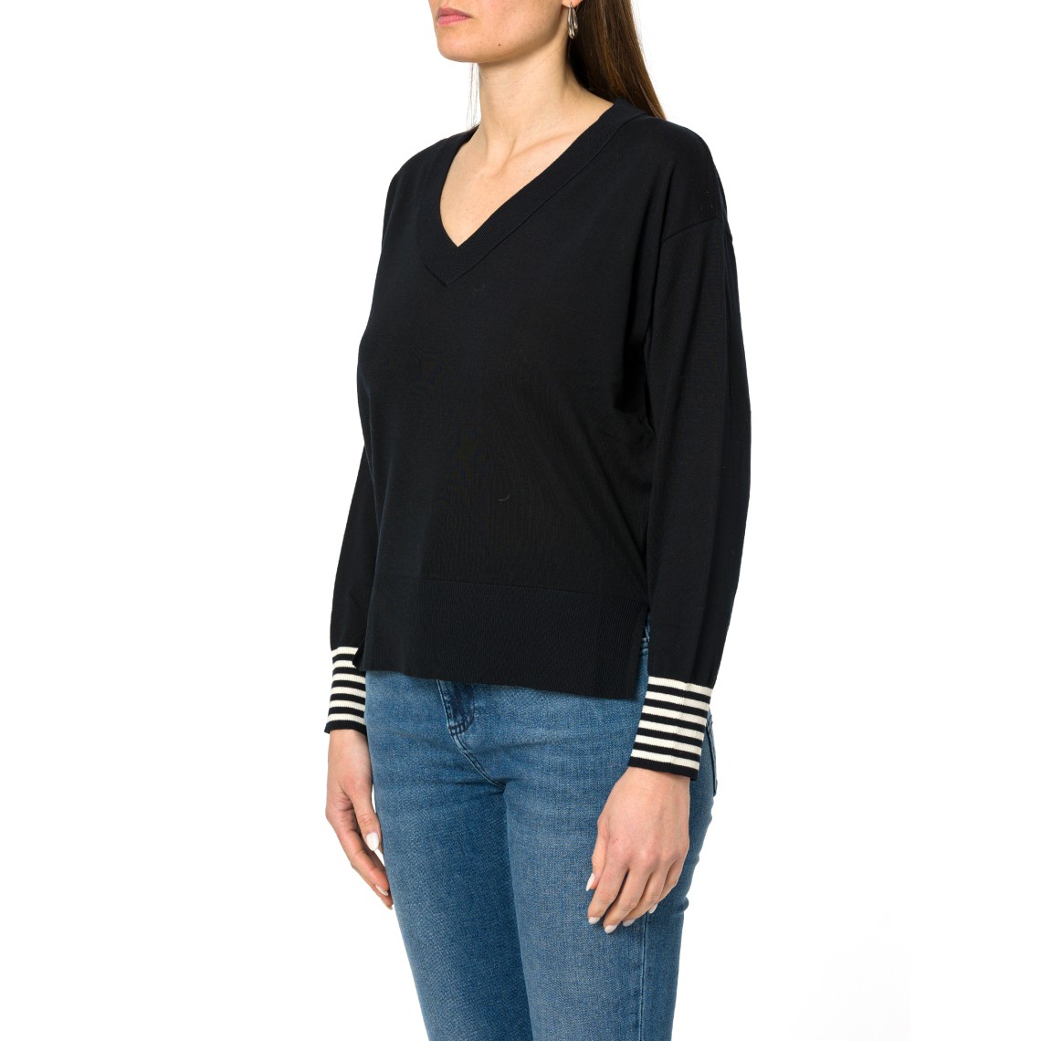 Maglia scollo a V con polsini a contrasto Marella Sport