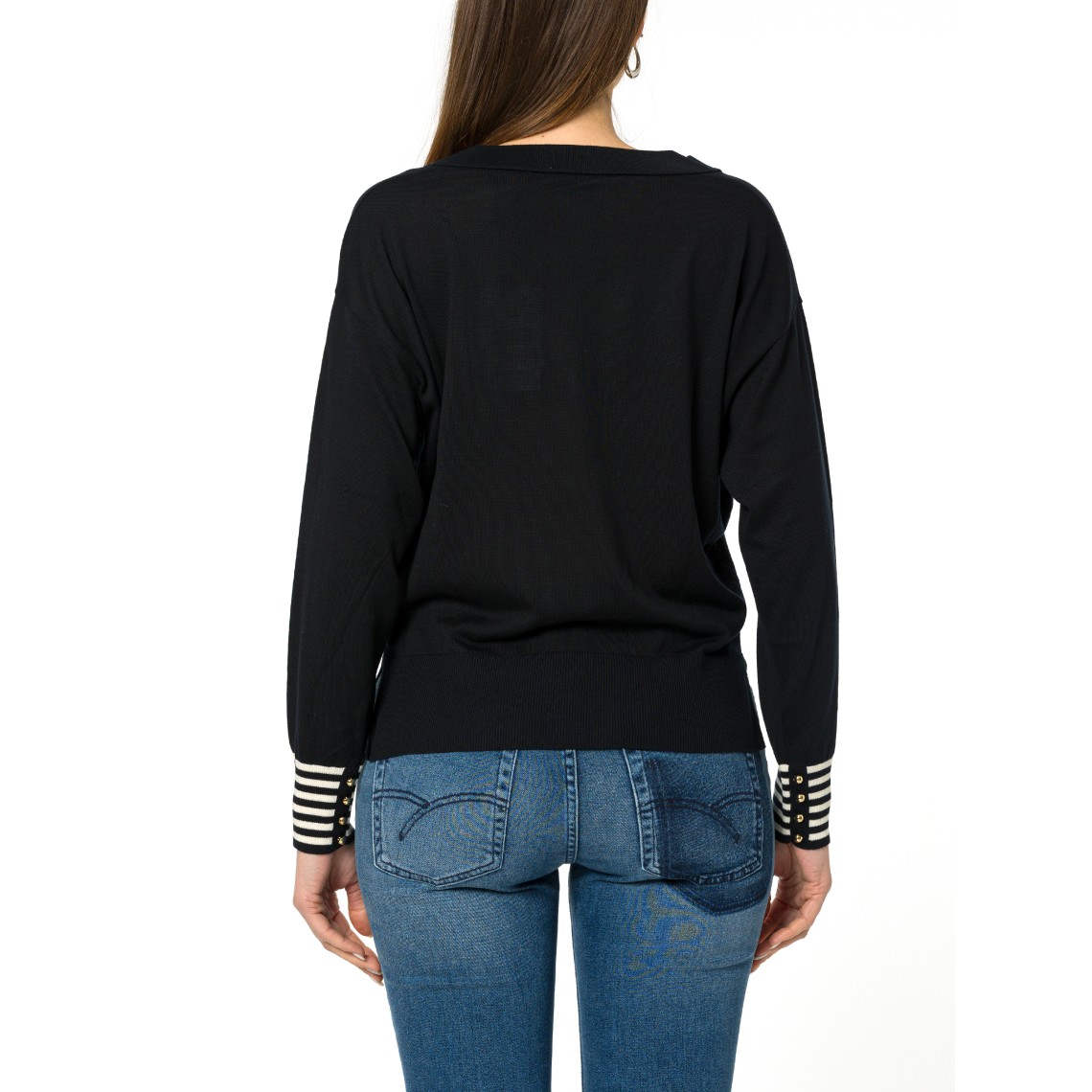 Maglia scollo a V con polsini a contrasto Marella Sport