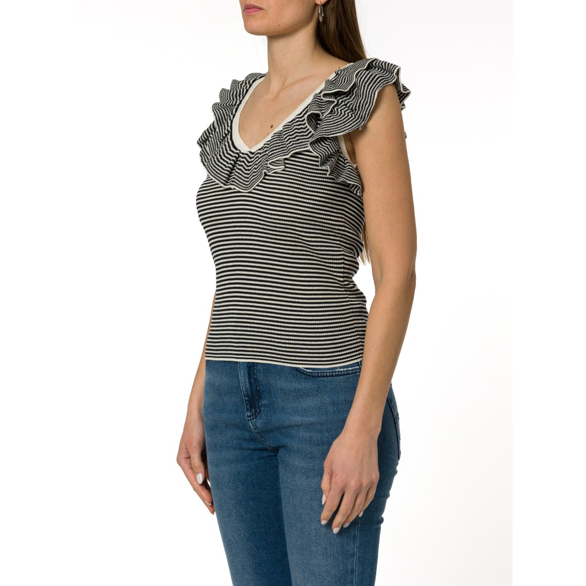 Top a costine con volant Marella Sport