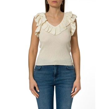 Top a costine con volant Marella Sport