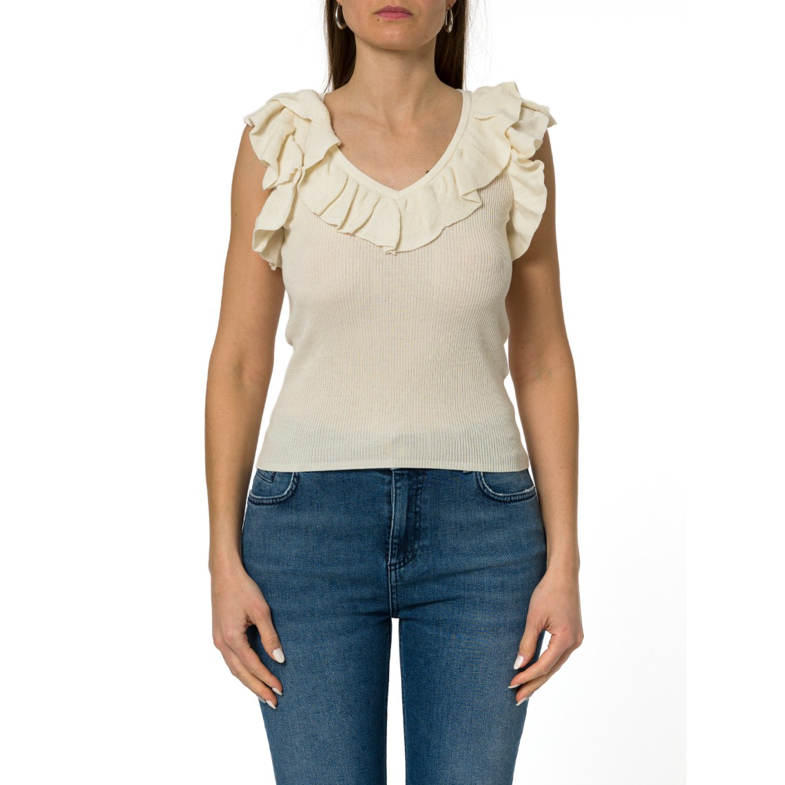 Top a costine con volant Marella Sport