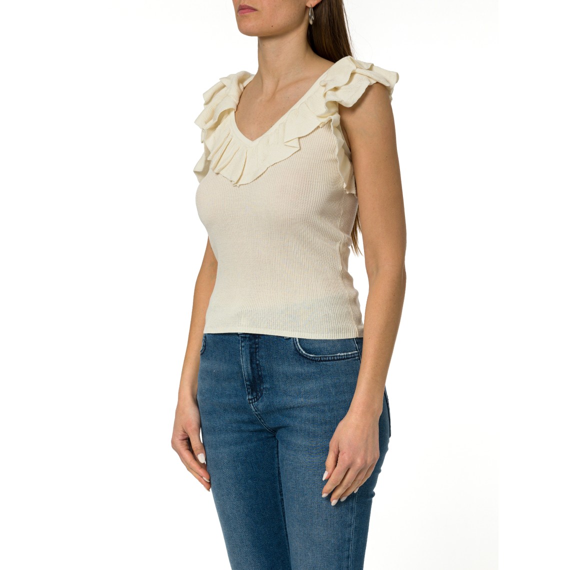 Top a costine con volant Marella Sport