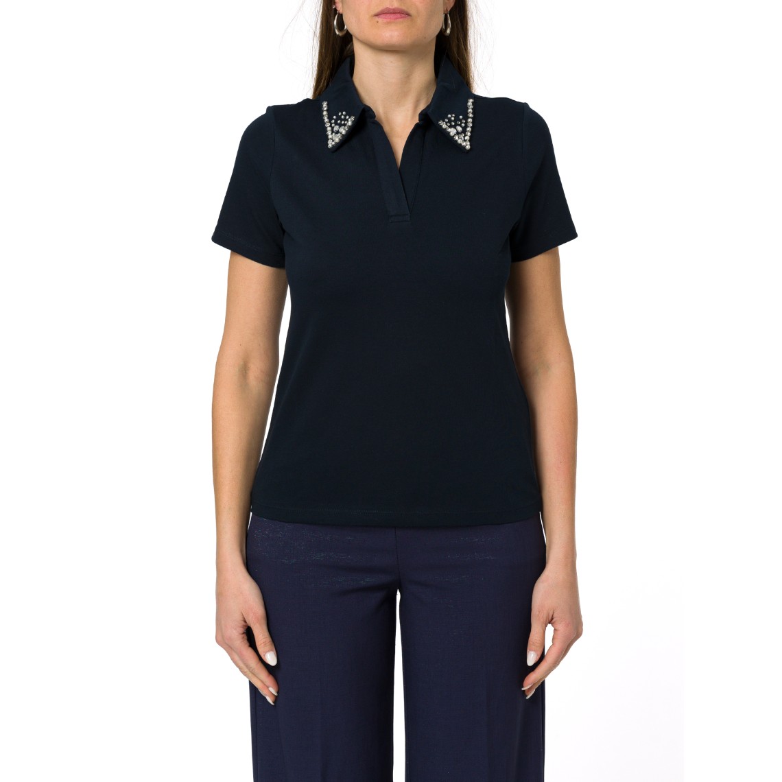 Polo con perle e cristalli Emme Marella