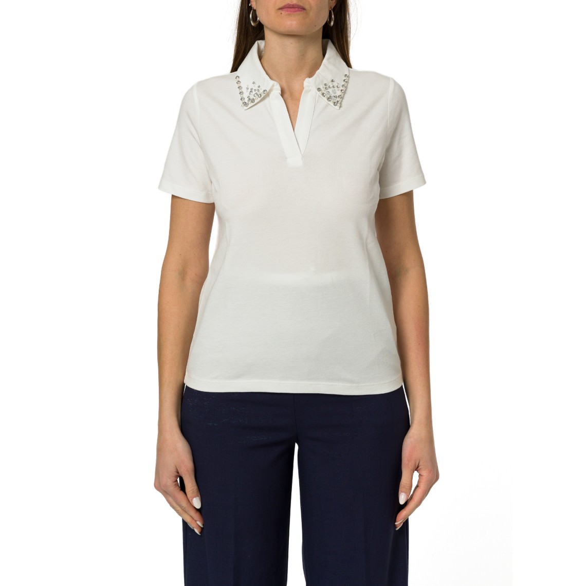 Polo con perle e cristalli Emme Marella