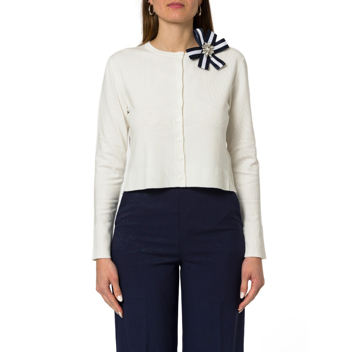 Cardigan corto con spilla a coccarda Emme Marella