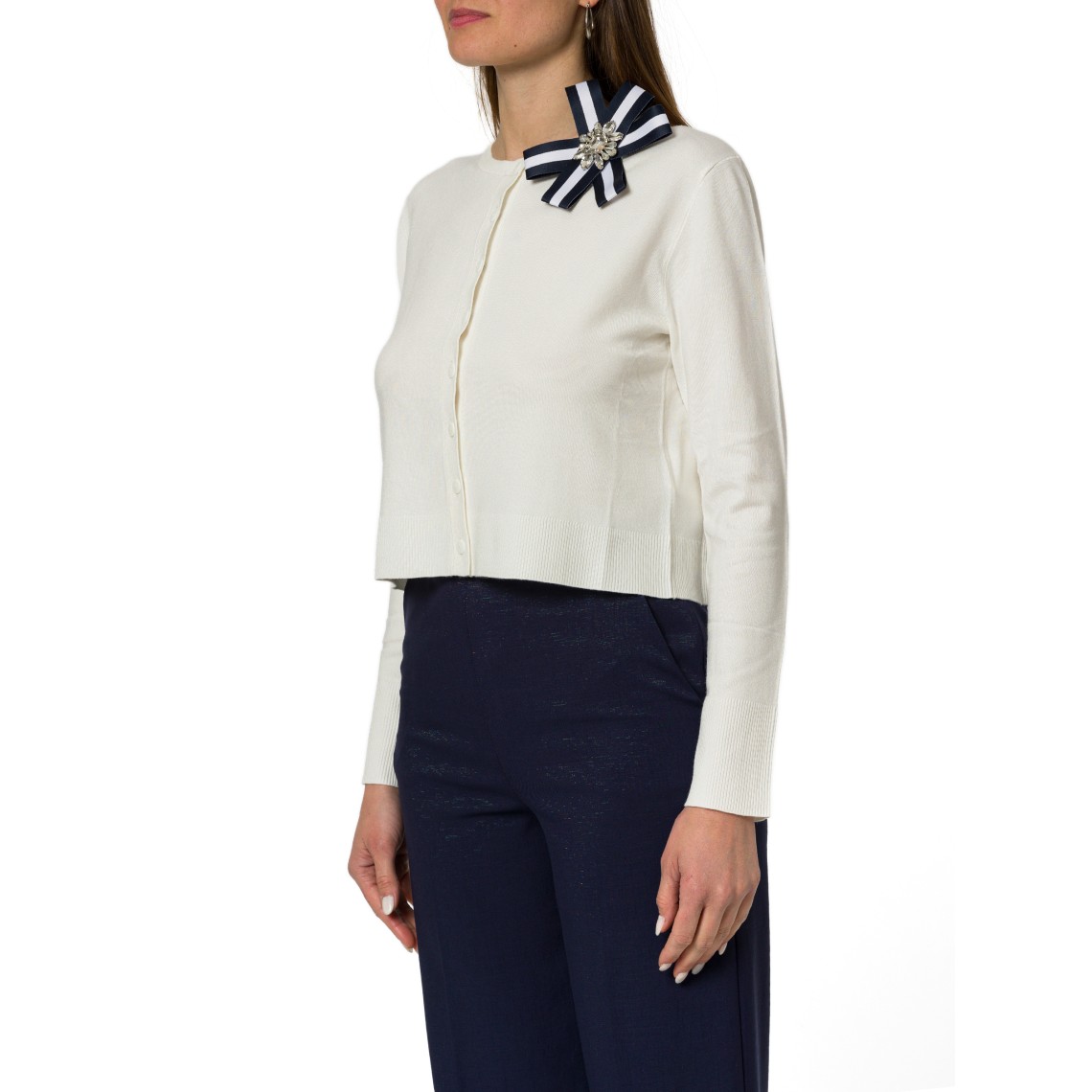 Cardigan corto con spilla a coccarda Emme Marella