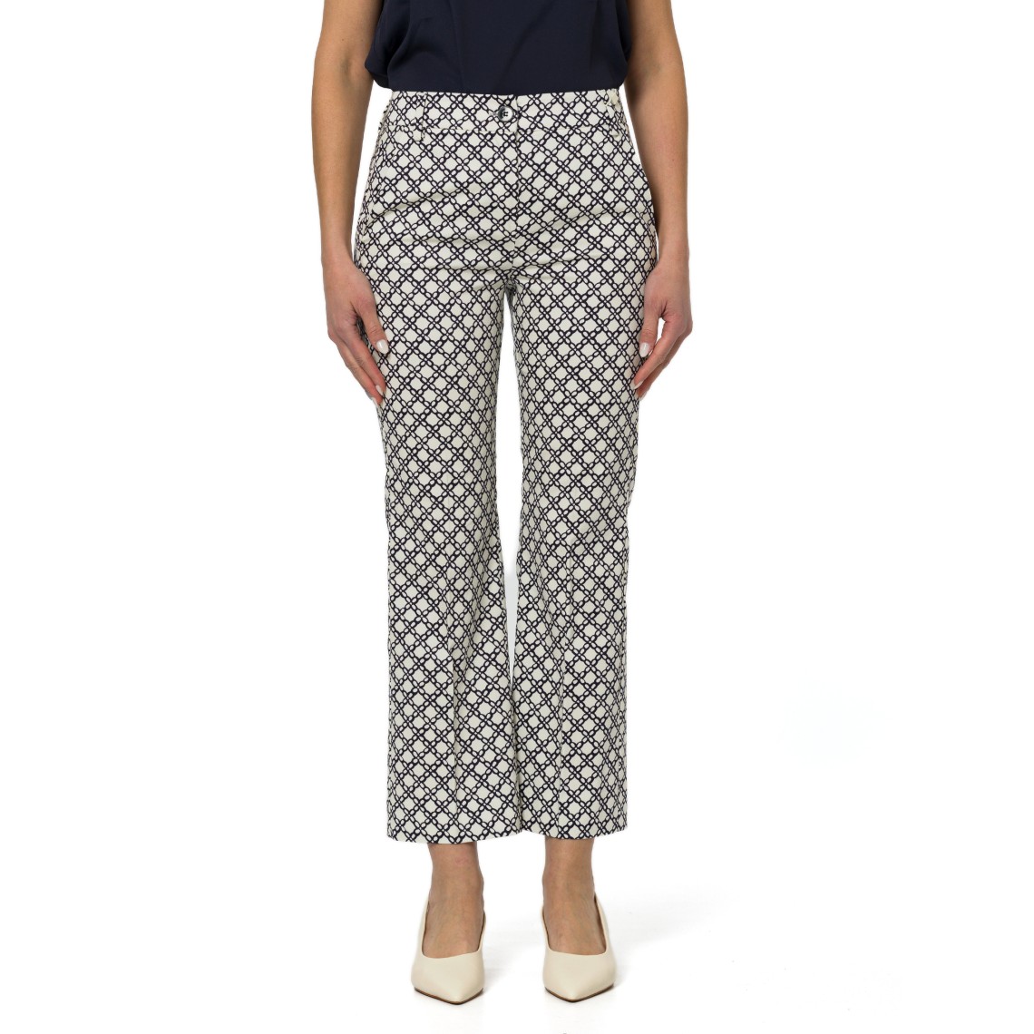 Pantaloni flare in raso di cotone stretch Emme Marella