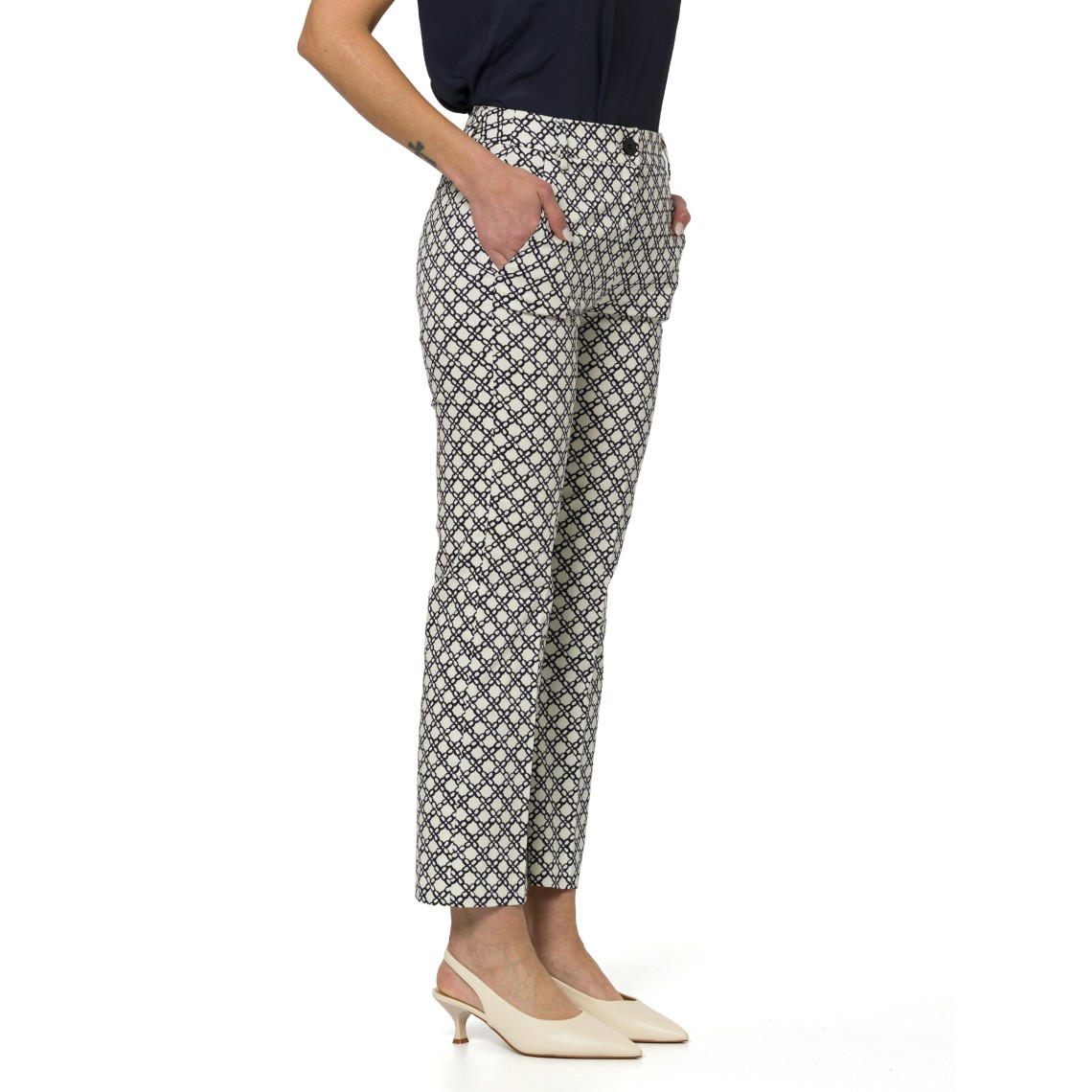 Pantaloni flare in raso di cotone stretch Emme Marella