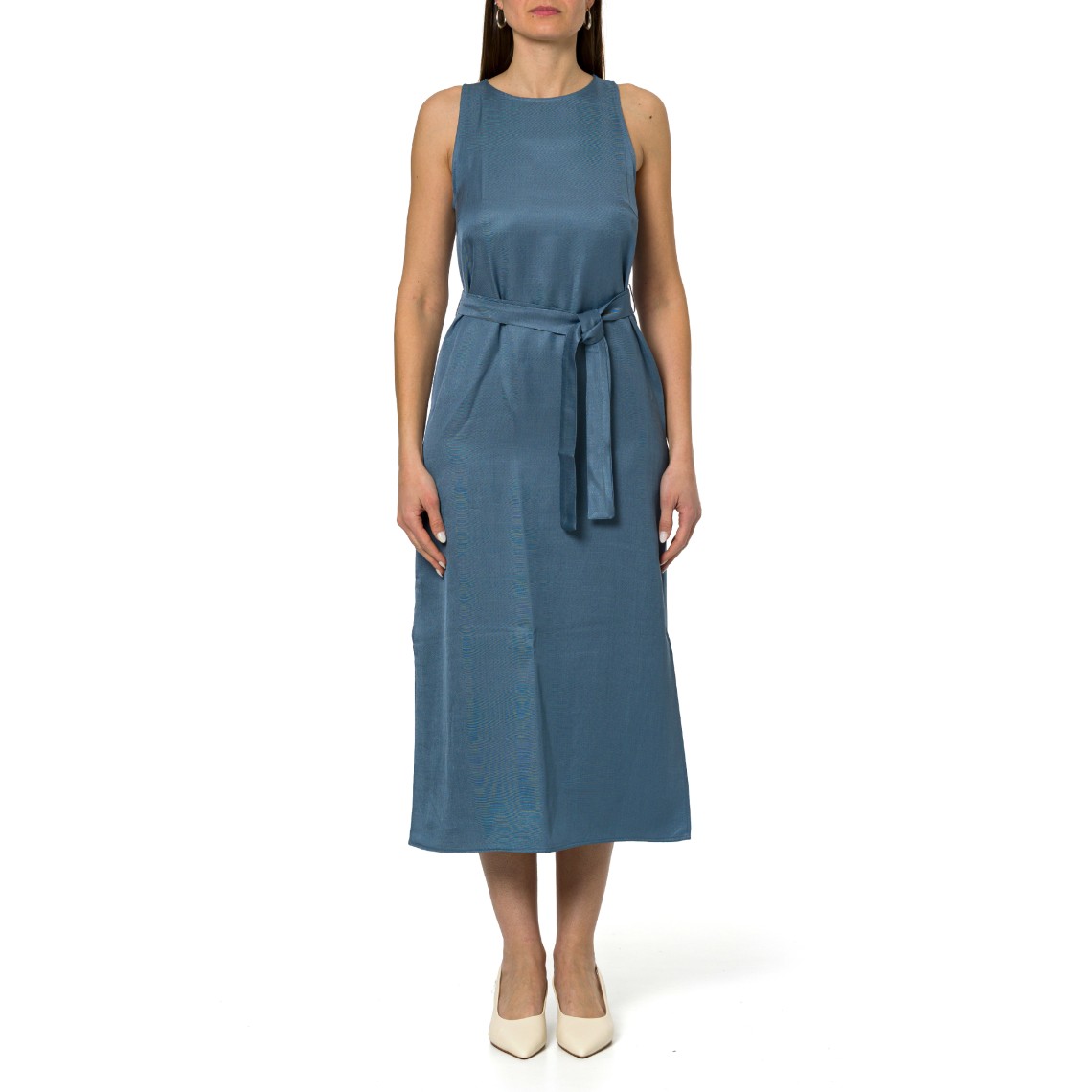 Abito in twill di misto lino con cintura Emme Marella