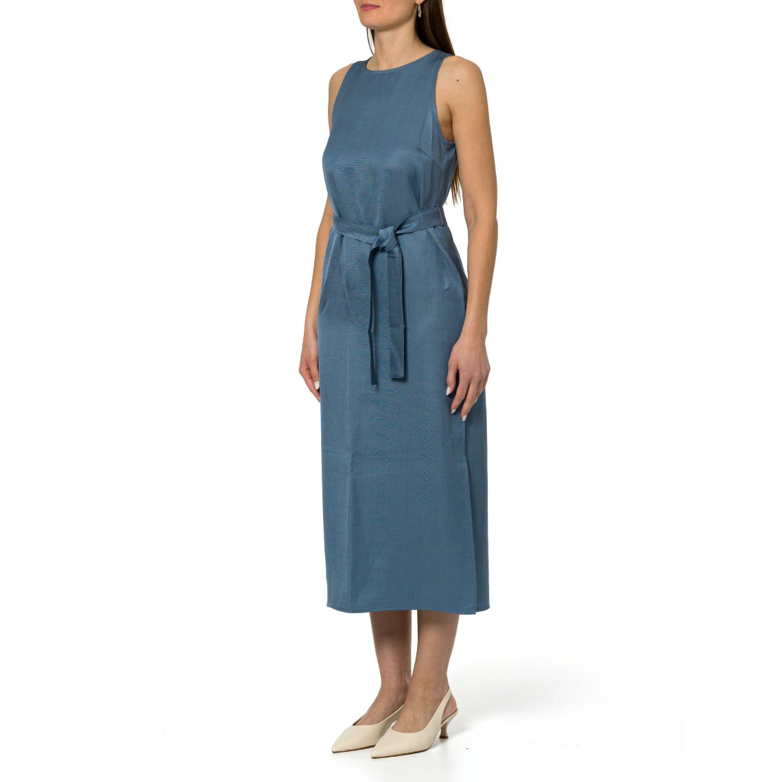 Abito in twill di misto lino con cintura Emme Marella