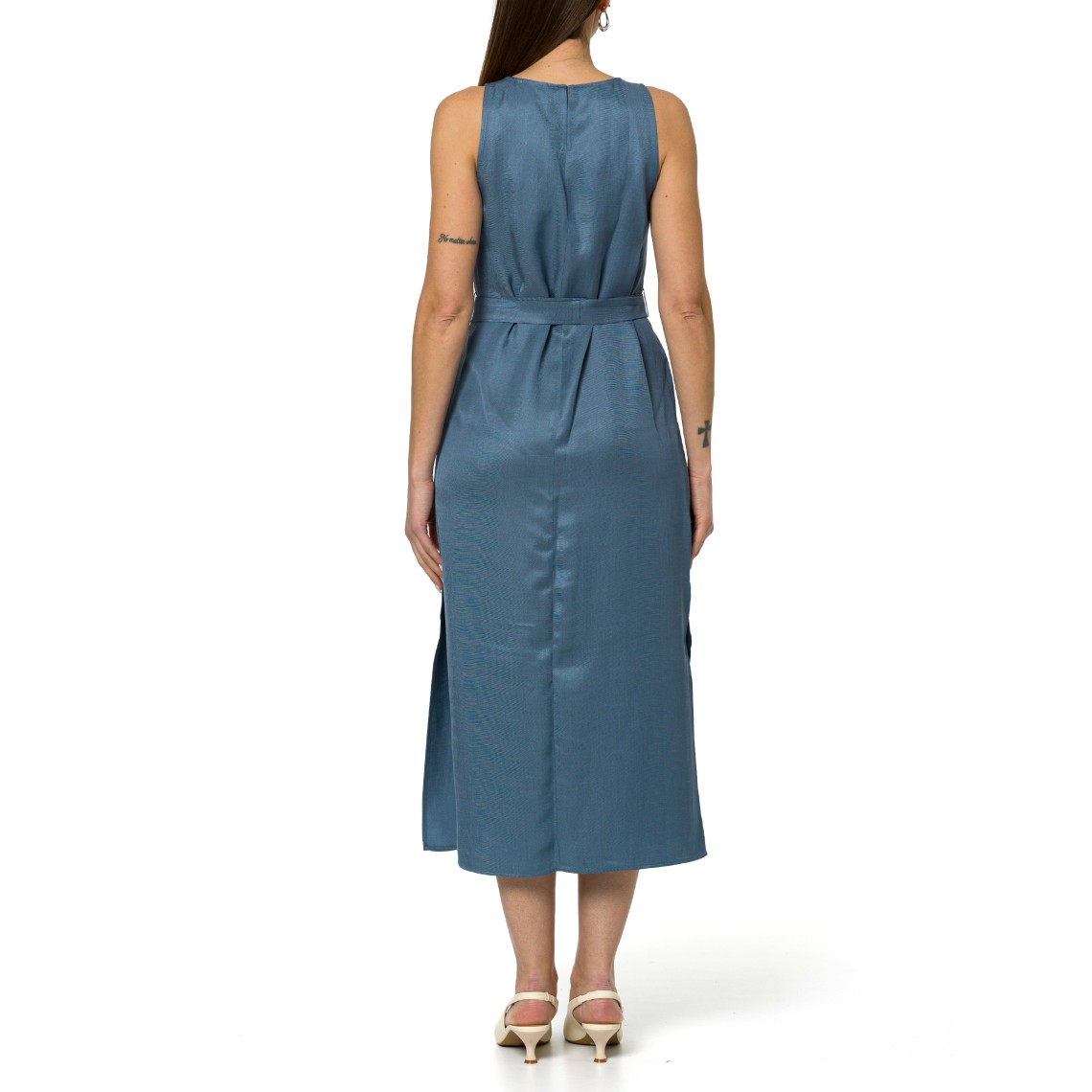 Abito in twill di misto lino con cintura Emme Marella