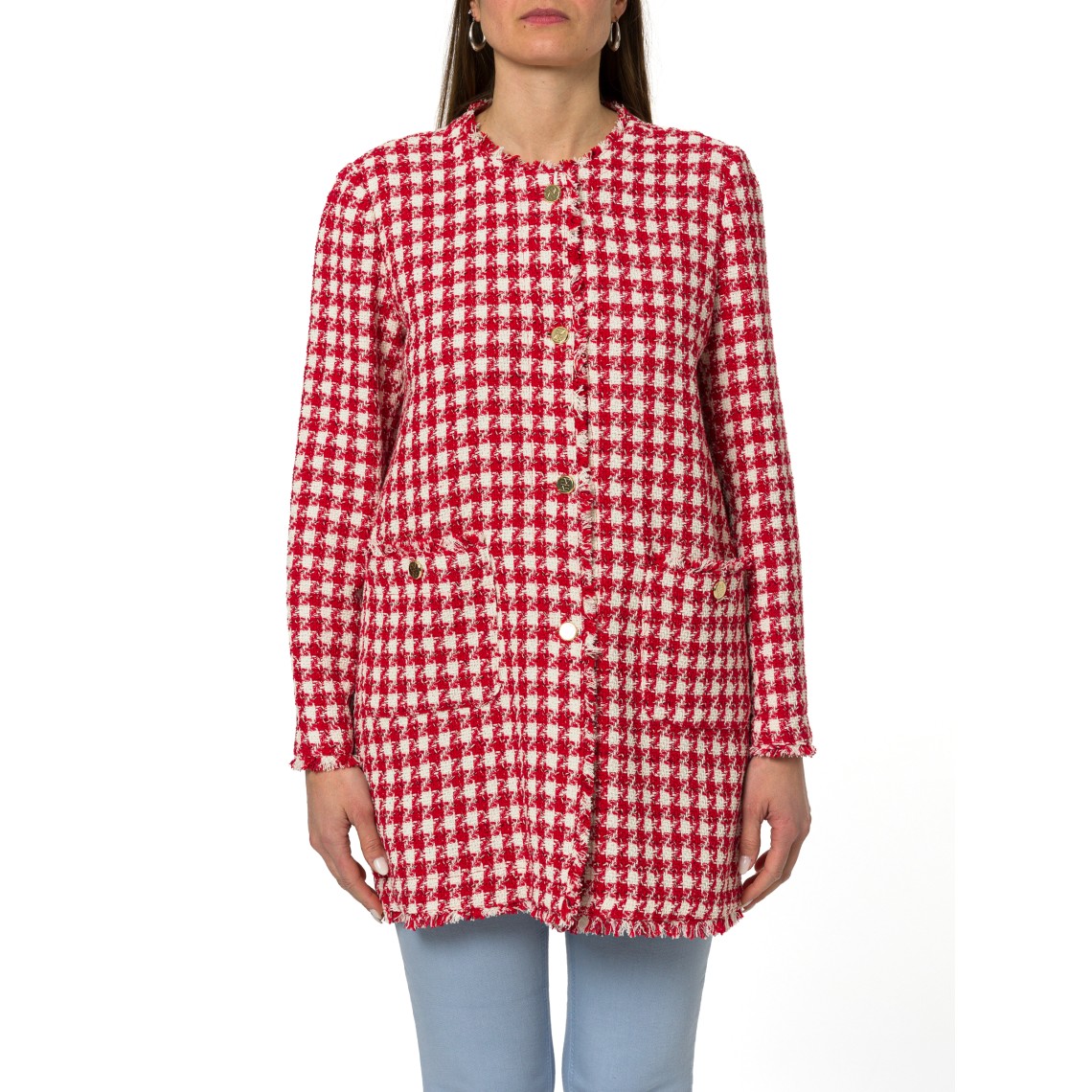 Giacca lunga in stuoia con frange Emme Marella