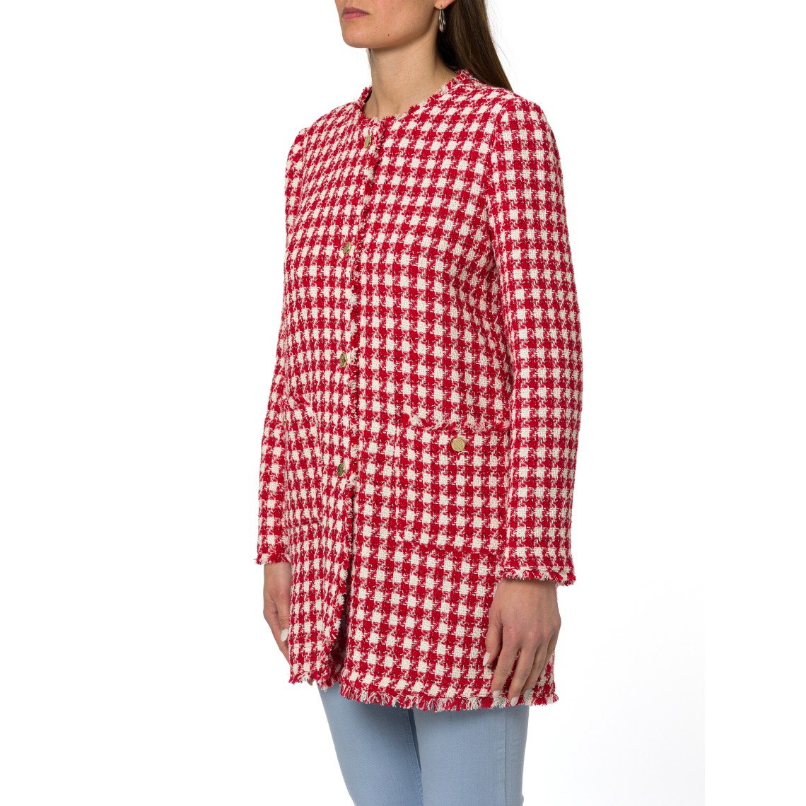 Giacca lunga in stuoia con frange Emme Marella