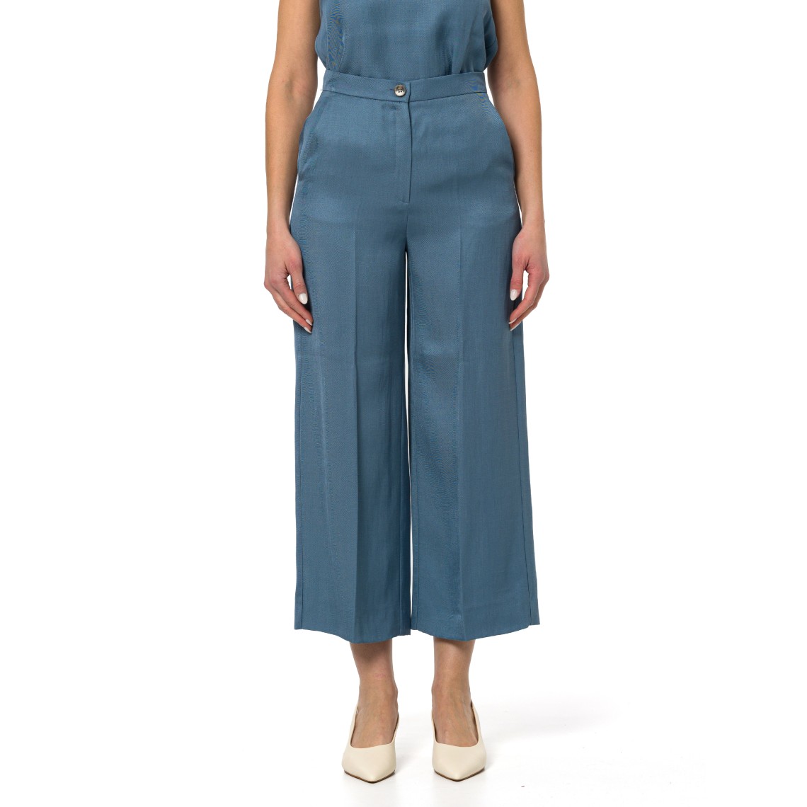 Pantaloni in twill di misto lino Emme Marella