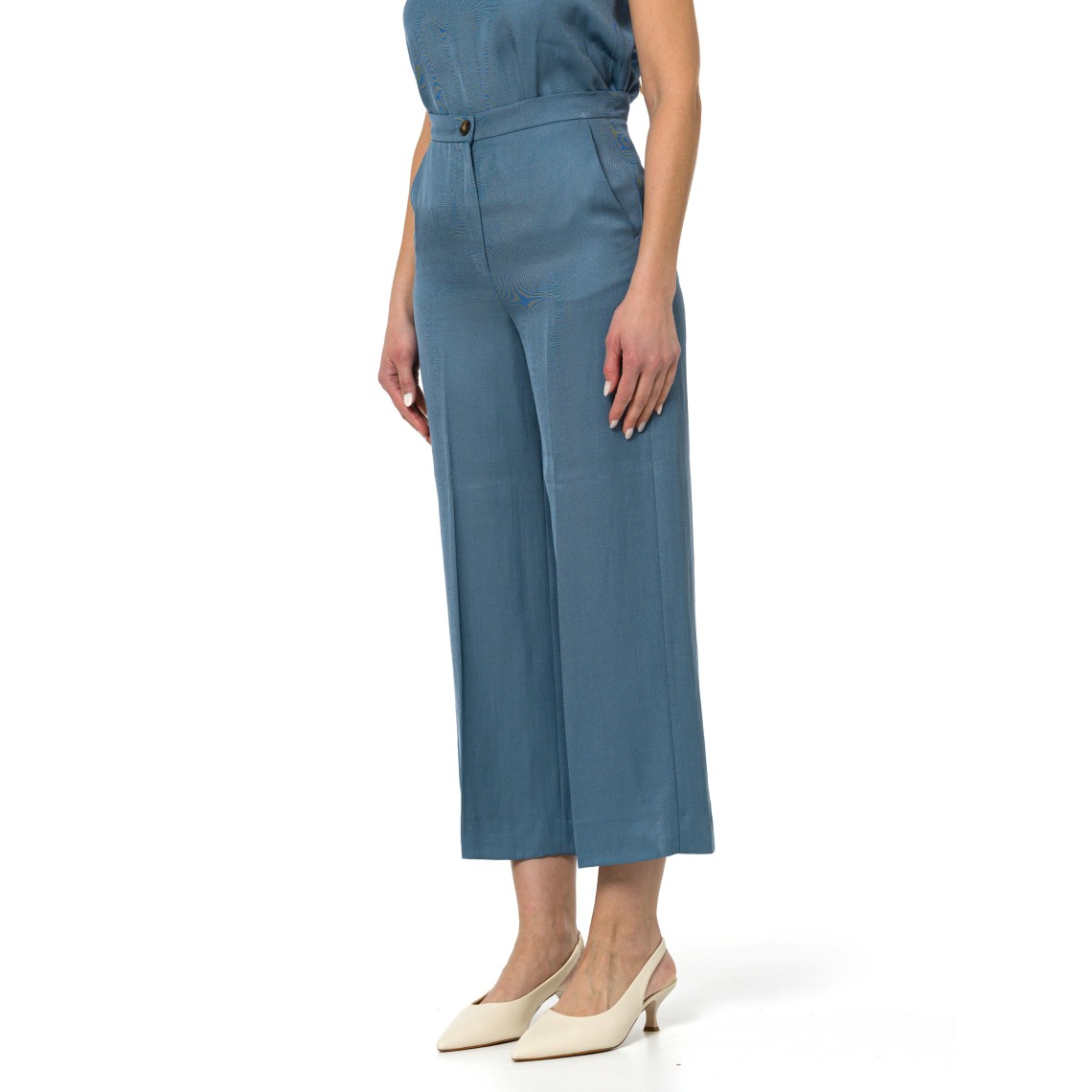 Pantaloni in twill di misto lino Emme Marella