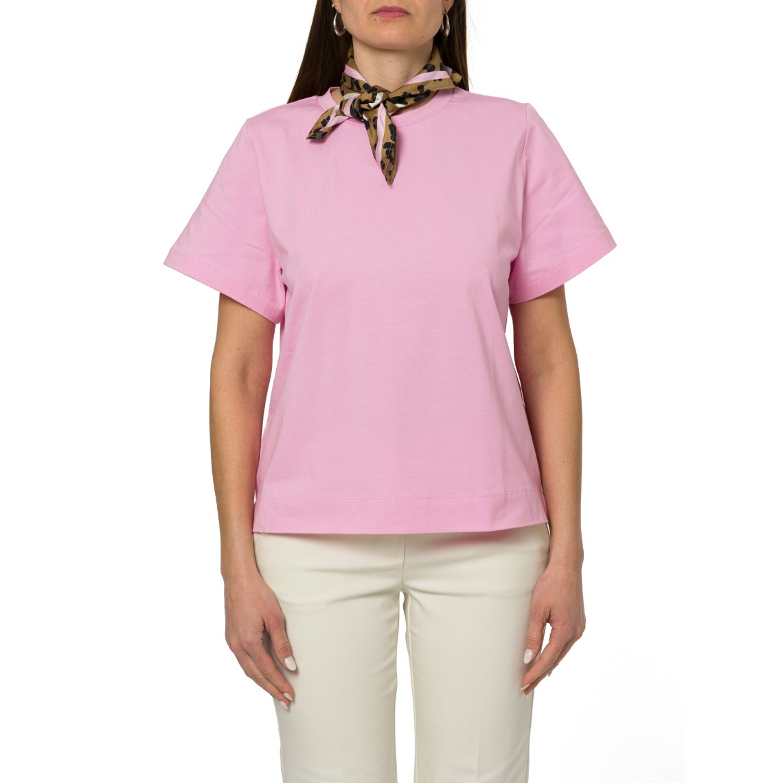 T-shirt in jersey di cotone con foulard Emme Marella