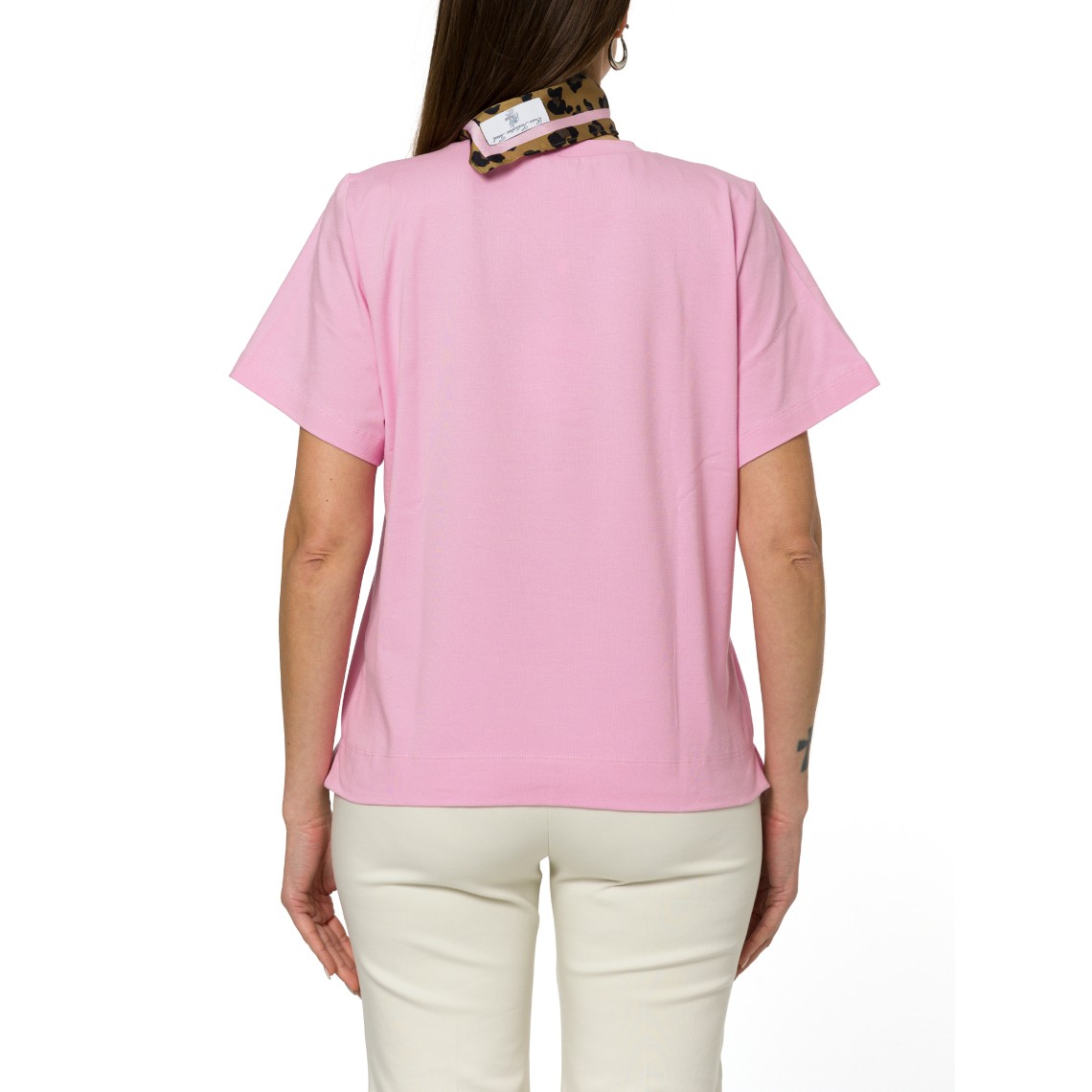 T-shirt in jersey di cotone con foulard Emme Marella