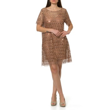 Abito corto in macramè ricamato Hanita Couture