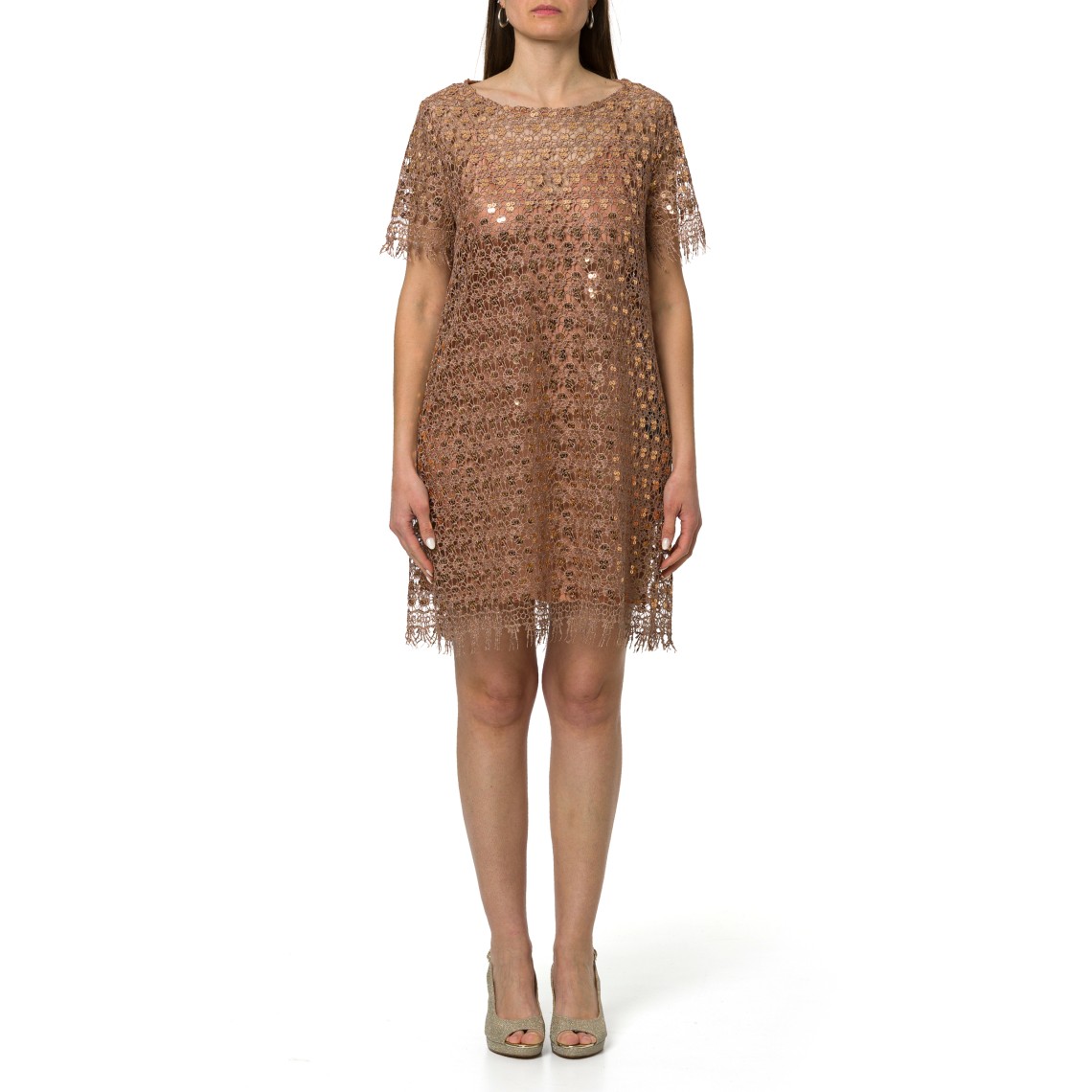 Abito corto in macramè ricamato Hanita Couture