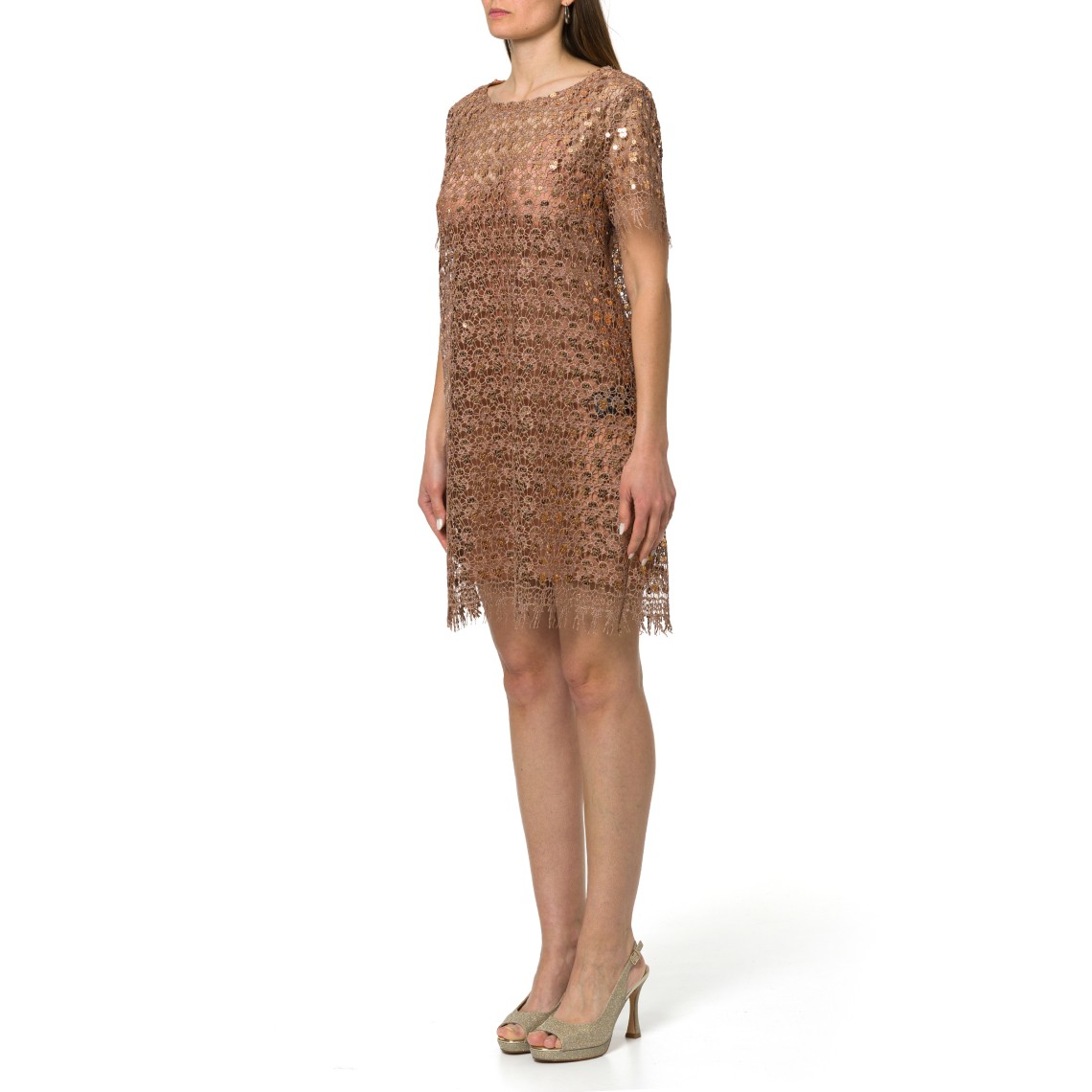 Abito corto in macramè ricamato Hanita Couture