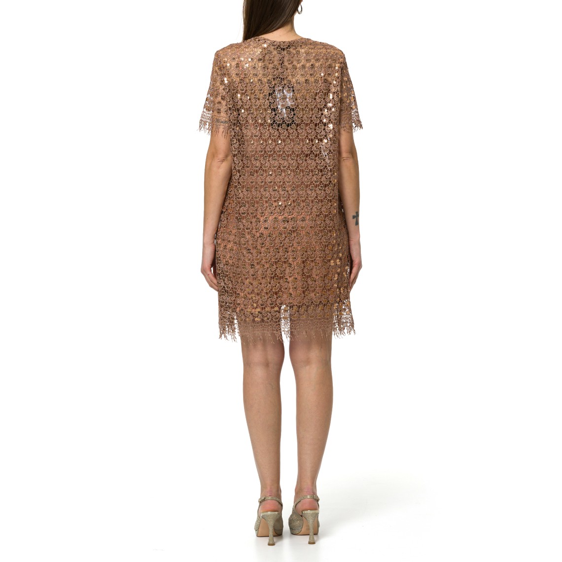 Abito corto in macramè ricamato Hanita Couture