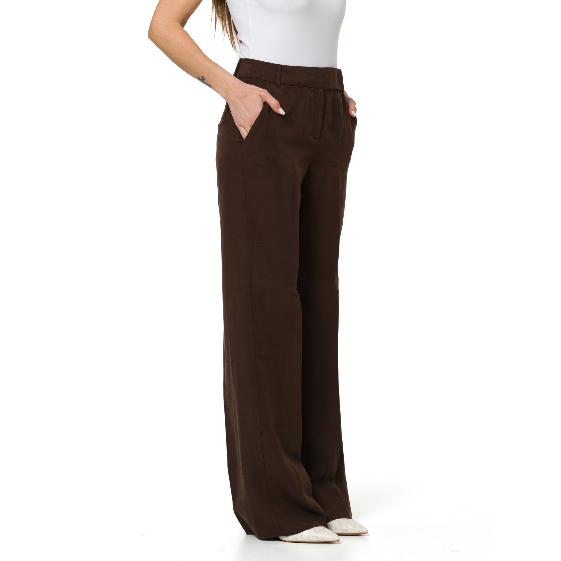 Pantaloni ampi in blend di lino Pennyblack