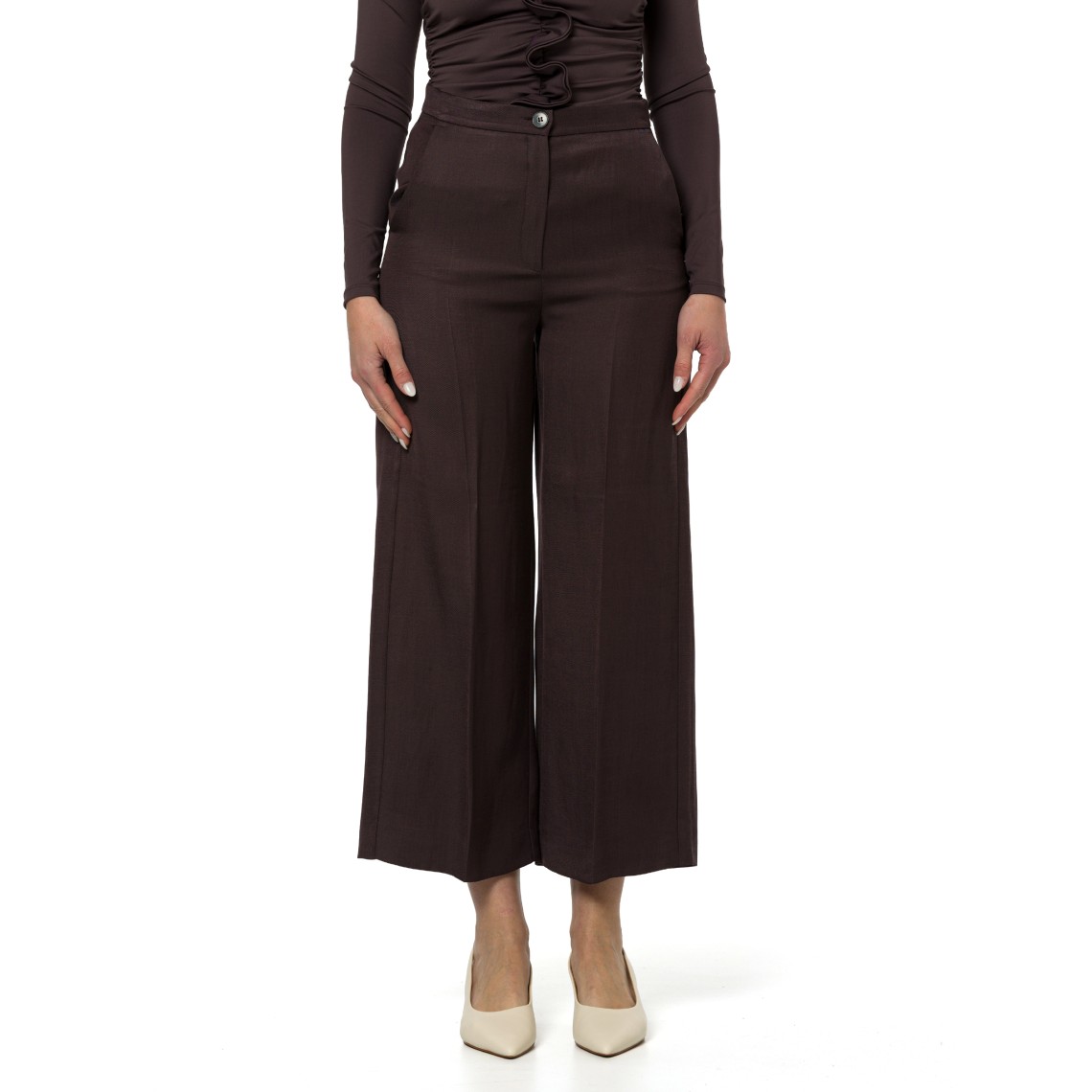 Pantaloni in twill di misto lino Emme Marella