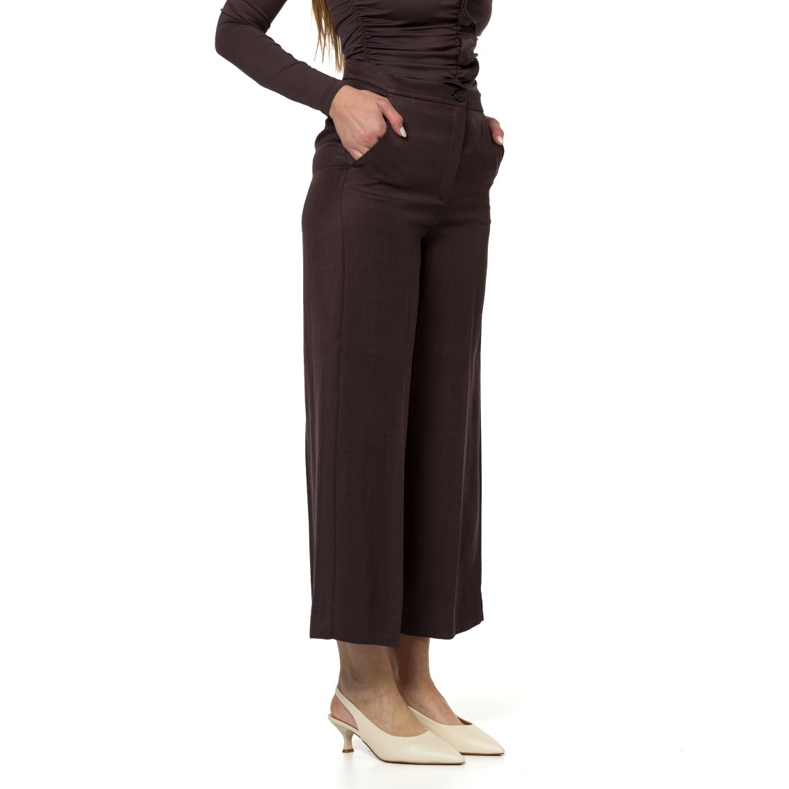 Pantaloni in twill di misto lino Emme Marella