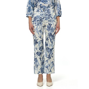 Pantaloni flare in raso di cotone stretch Emme Marella