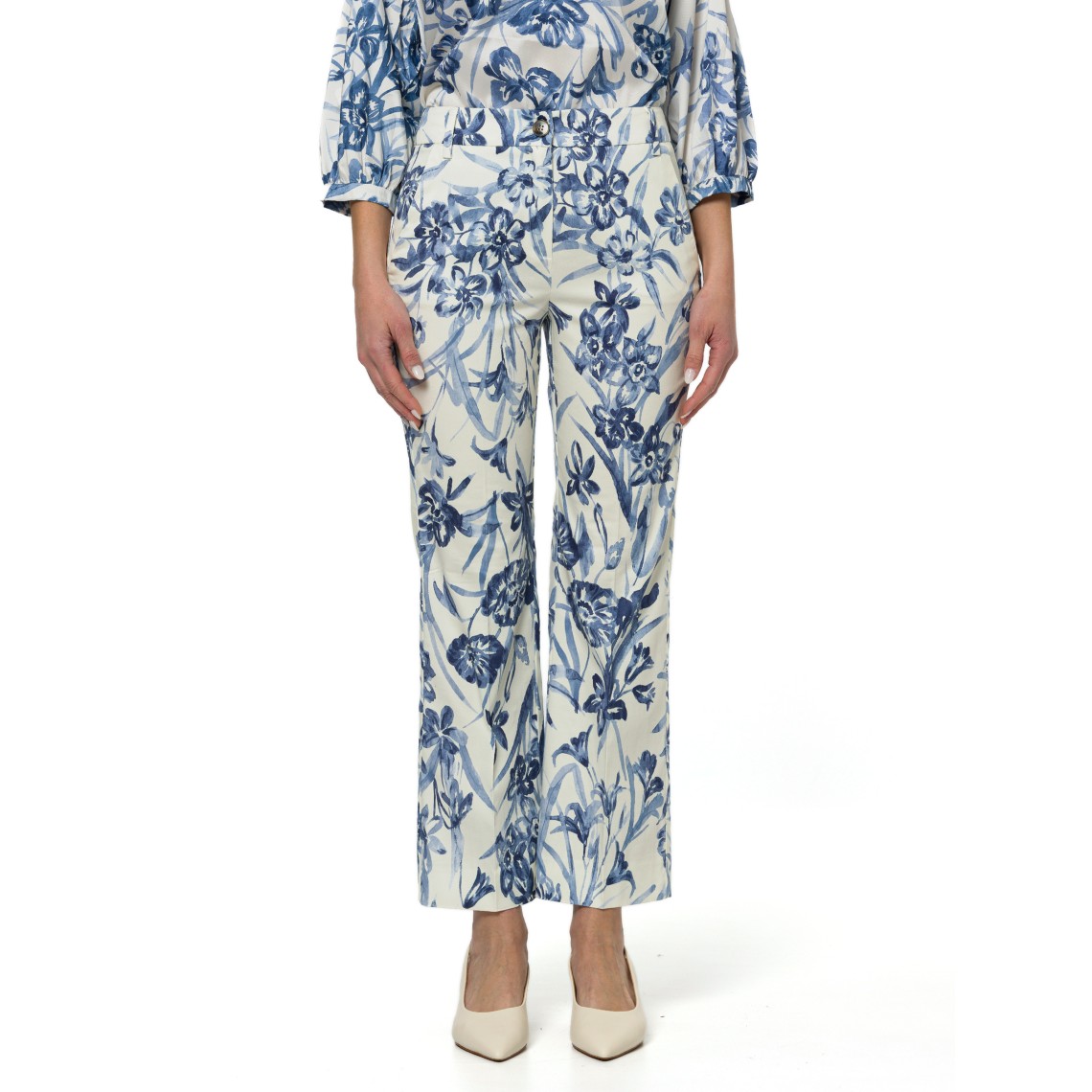 Pantaloni flare in raso di cotone stretch Emme Marella