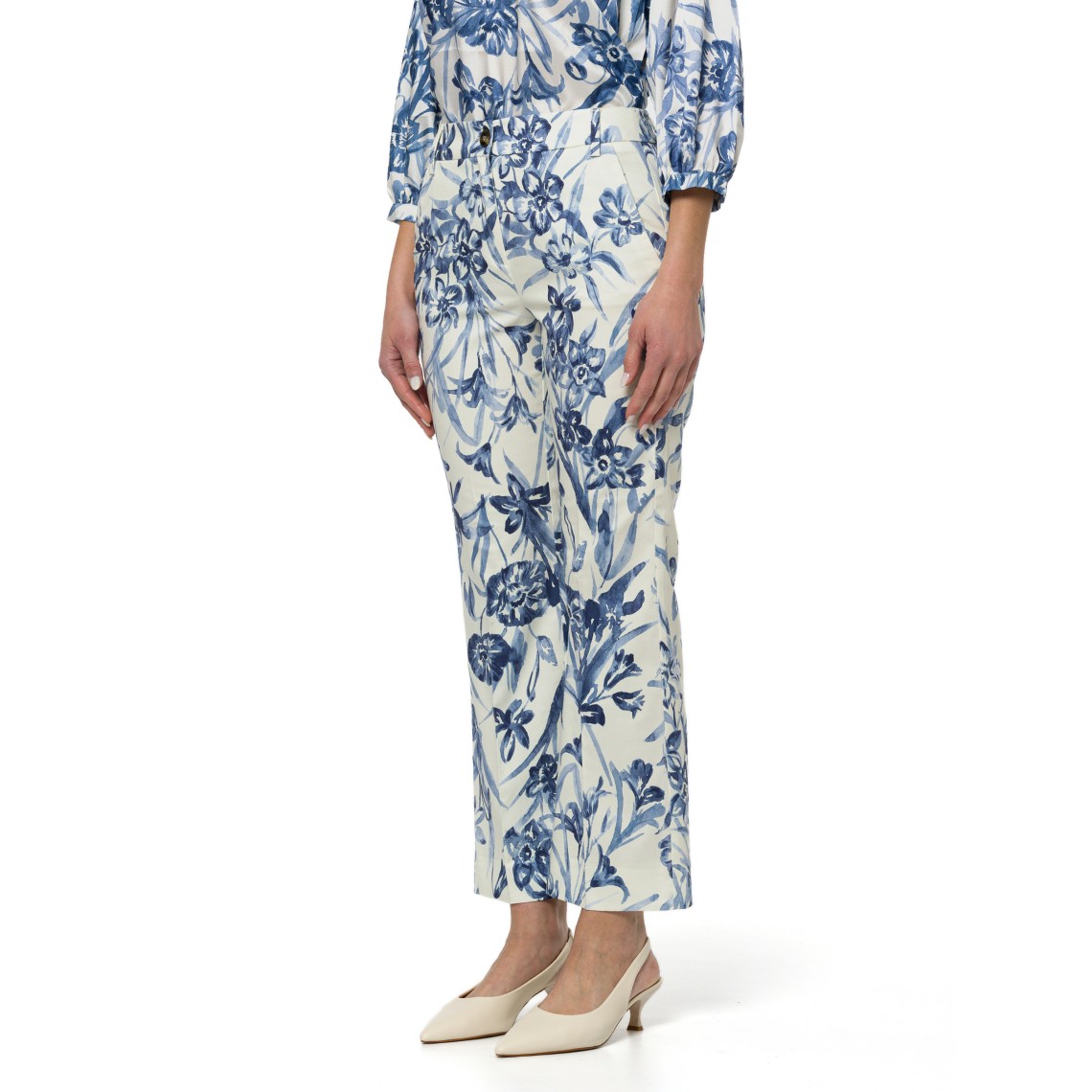 Pantaloni flare in raso di cotone stretch Emme Marella