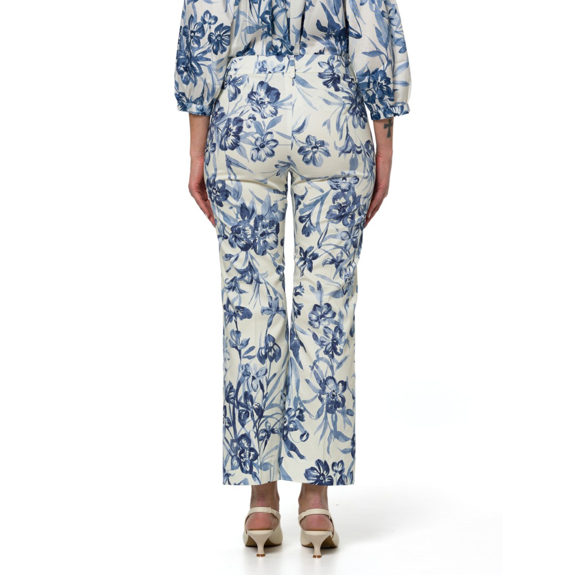 Pantaloni flare in raso di cotone stretch Emme Marella