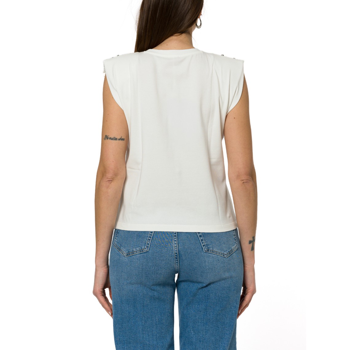 T-shirt smanicata con cristalli applicati Emme Marella