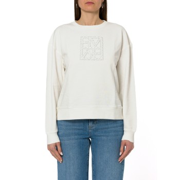 Felpa girocollo con logo ricamato e paillettes Emme Marella