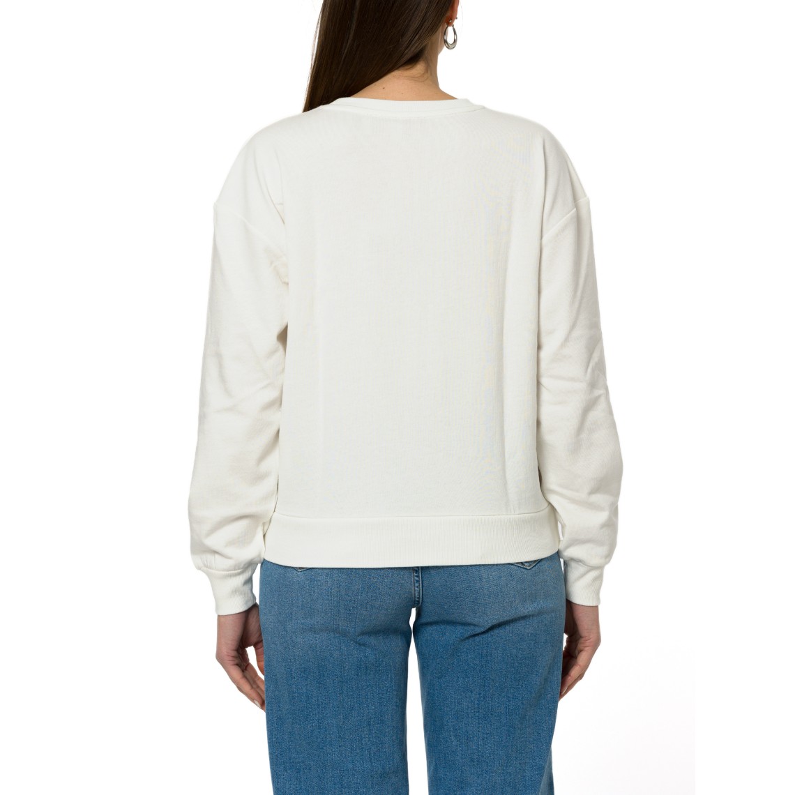 Felpa girocollo con logo ricamato e paillettes Emme Marella