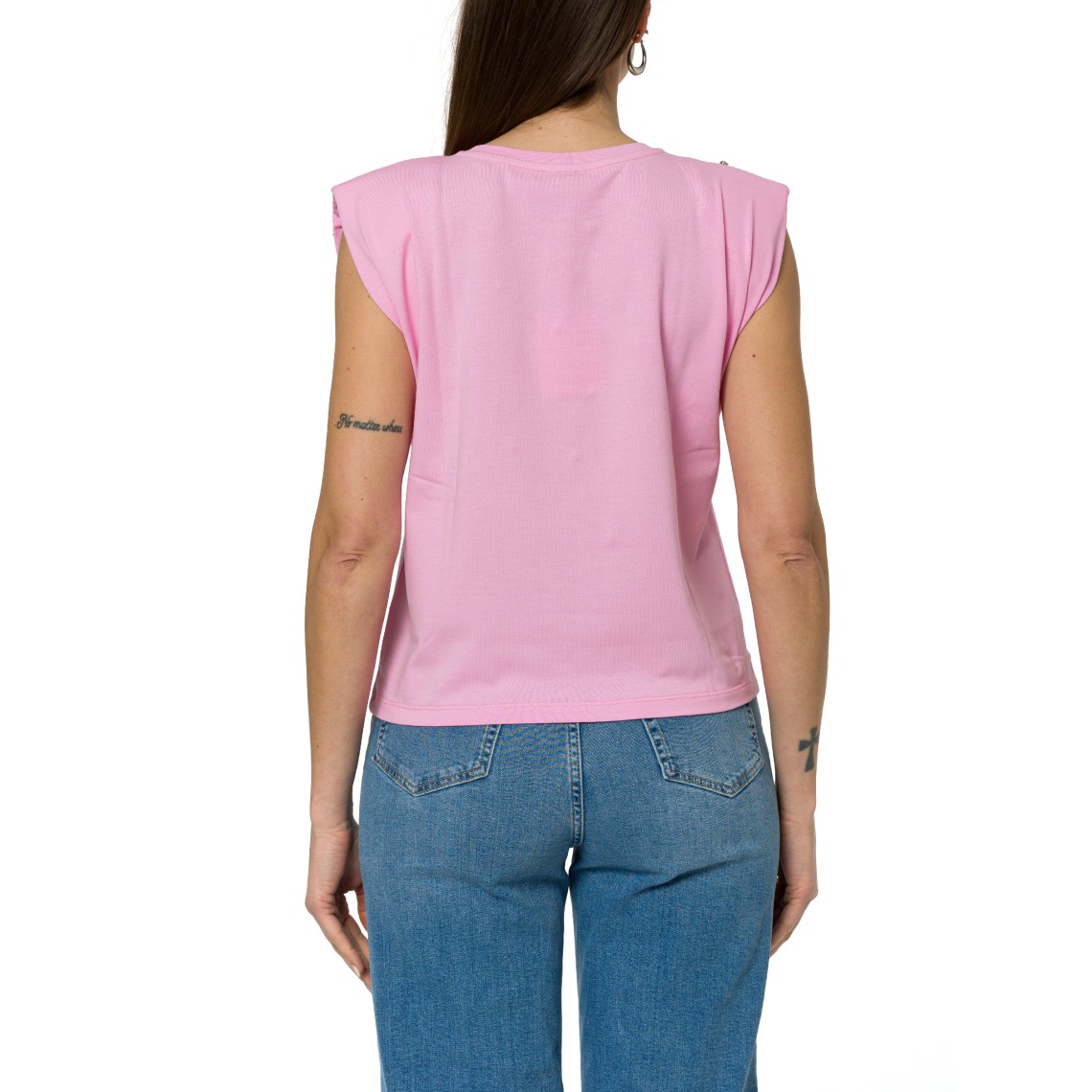 T-shirt smanicata con cristalli applicati Emme Marella