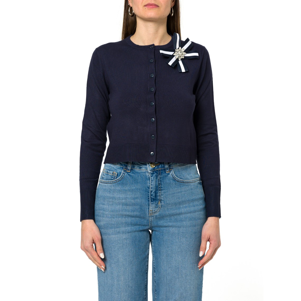 Cardigan corto con spilla a coccarda Emme Marella