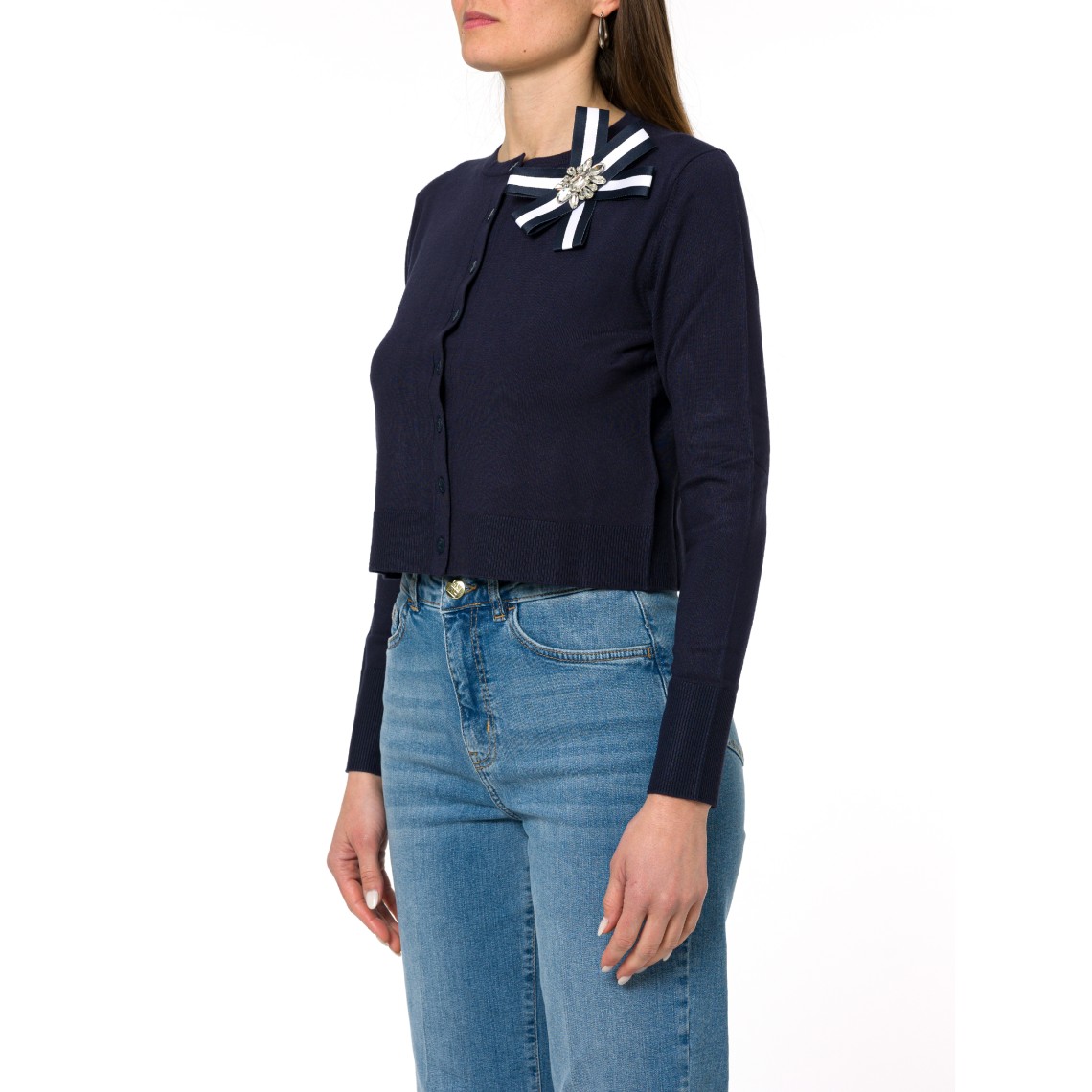 Cardigan corto con spilla a coccarda Emme Marella