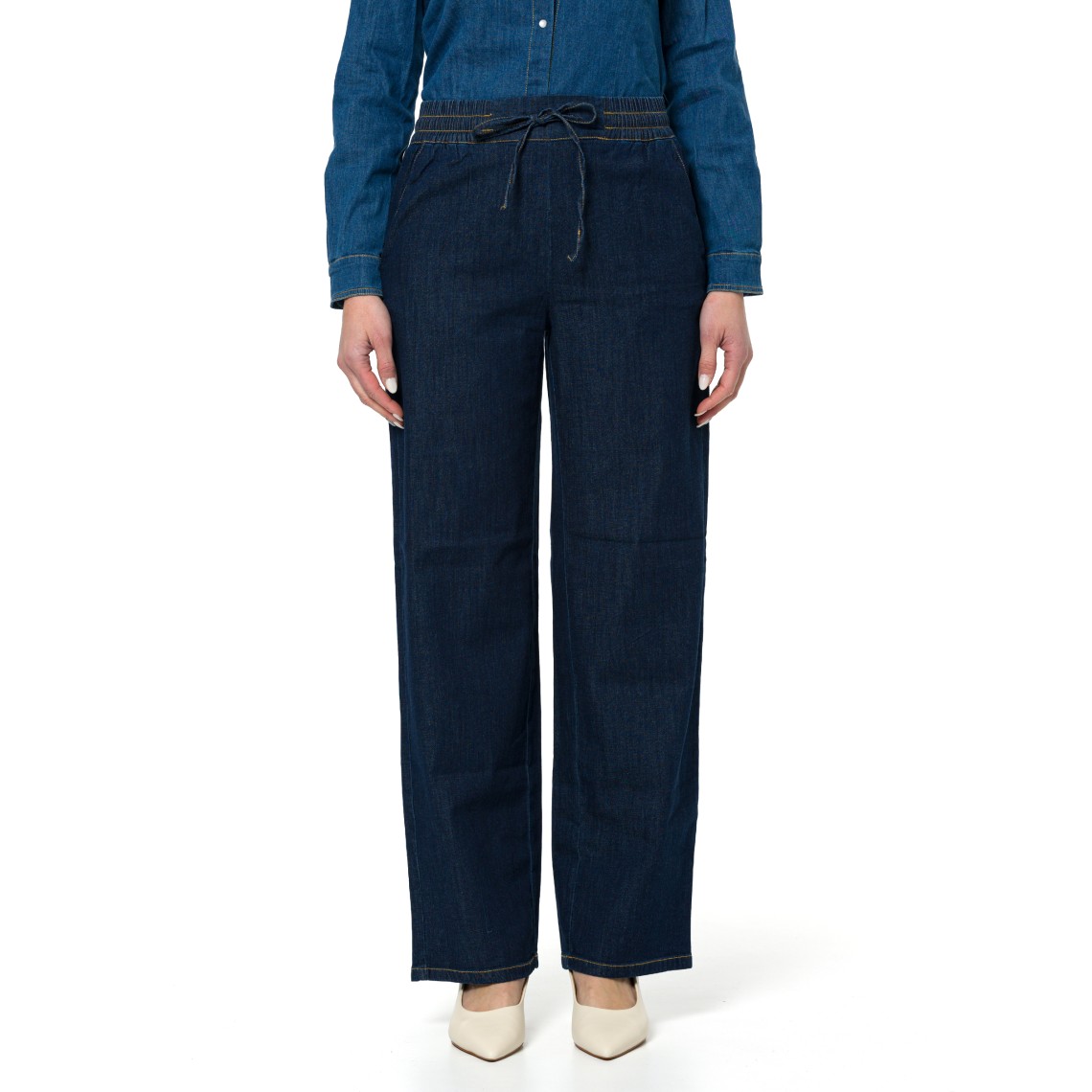 Pantaloni ampi in denim con coulisse Emme Marella