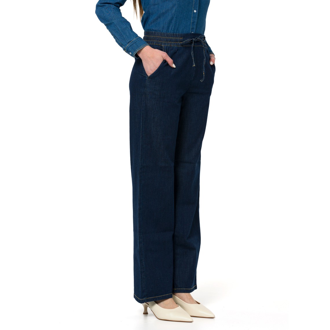 Pantaloni ampi in denim con coulisse Emme Marella