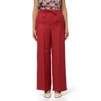 Pantaloni in twill di misto lino con coulisse Emme Marella