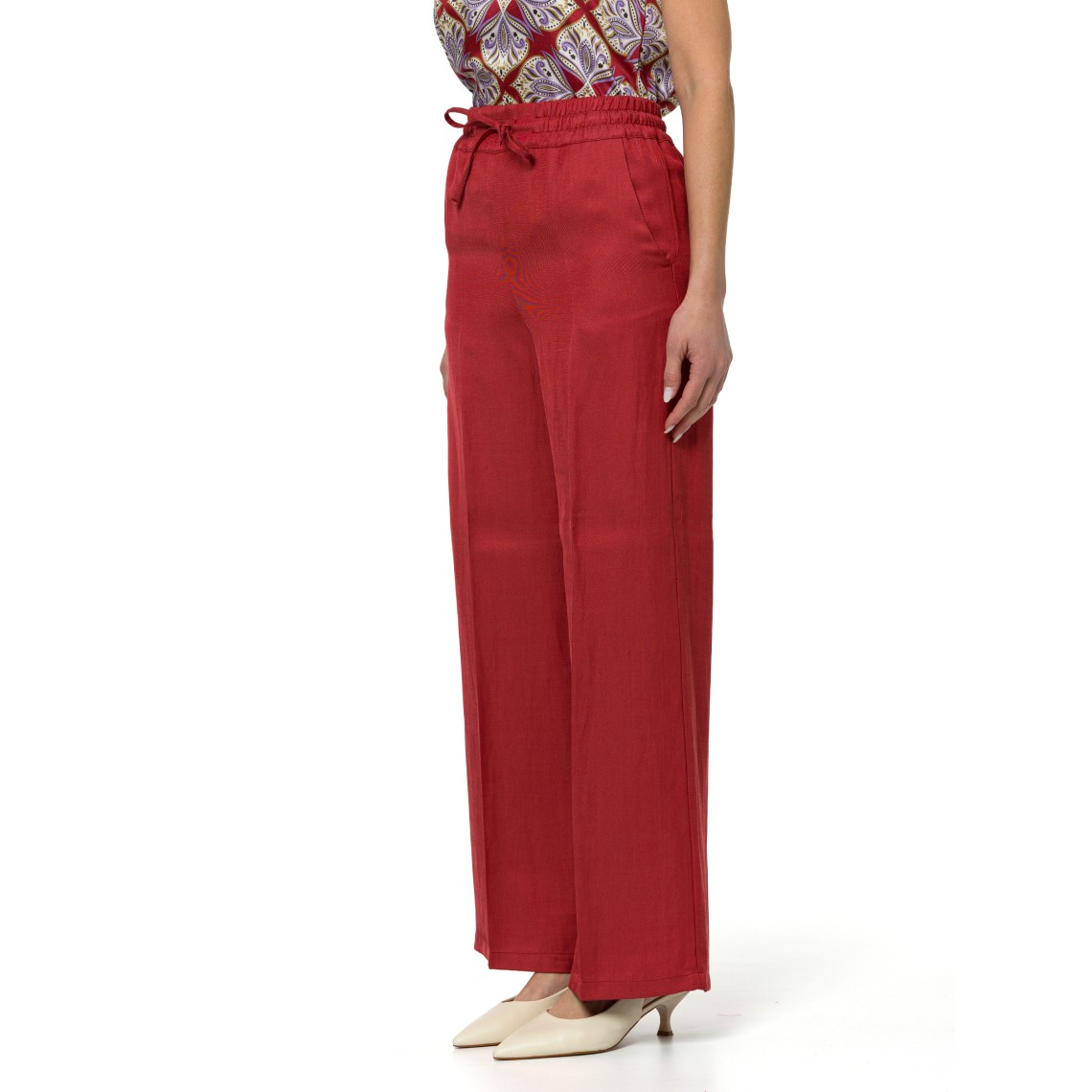 Pantaloni in twill di misto lino con coulisse Emme Marella