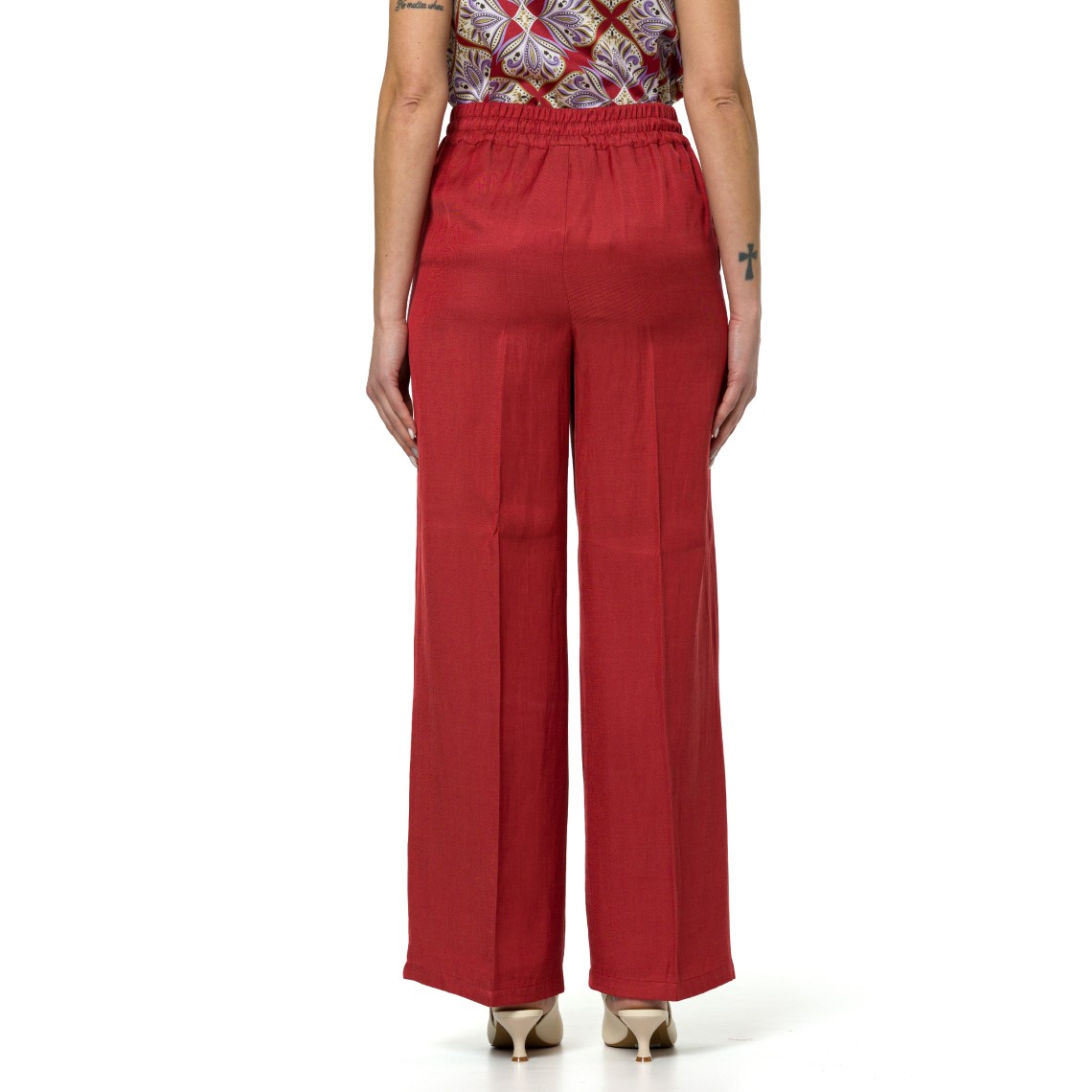 Pantaloni in twill di misto lino con coulisse Emme Marella