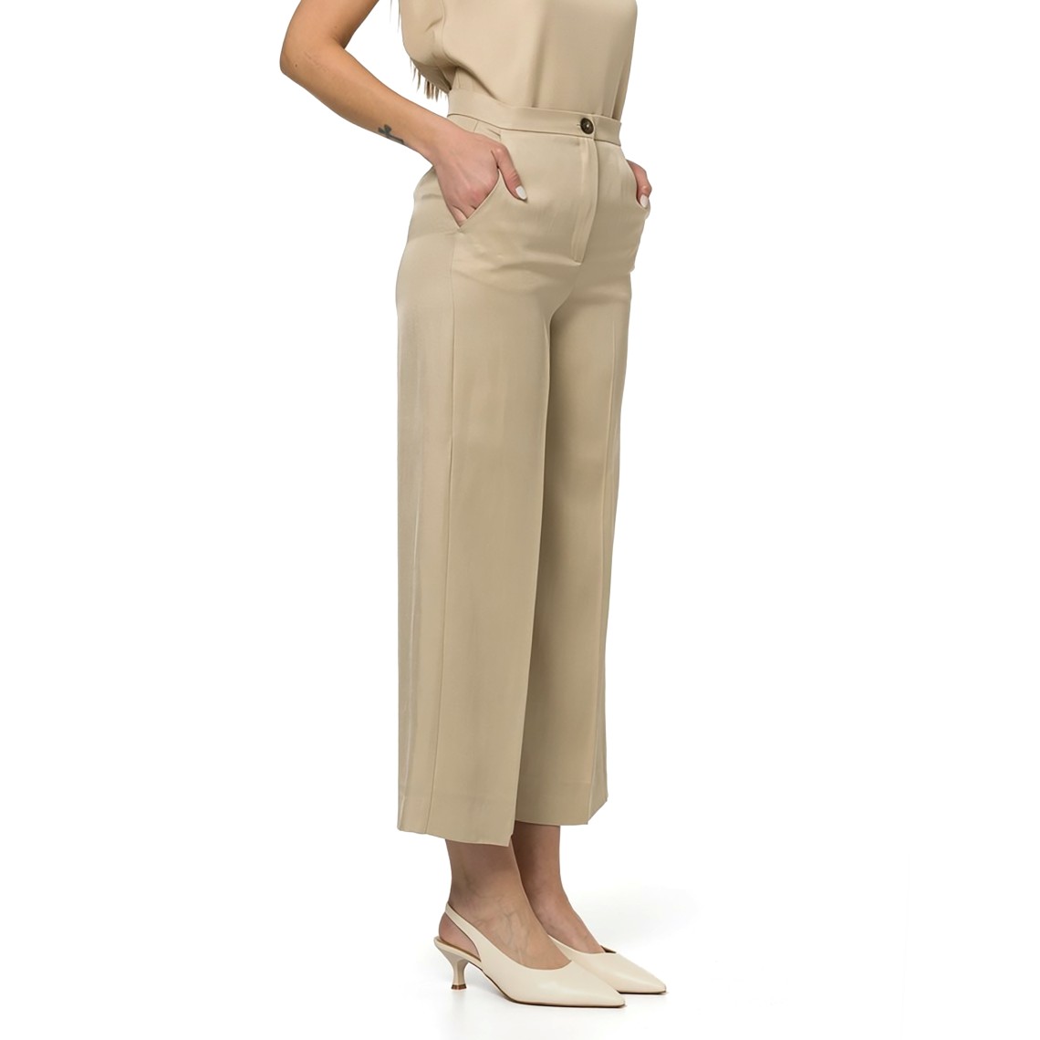 Pantaloni in twill di misto lino Emme Marella