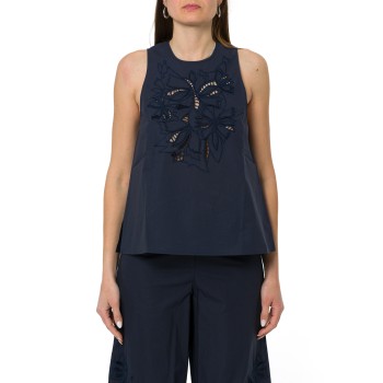 Top in popeline di cotone ricamato i Blues