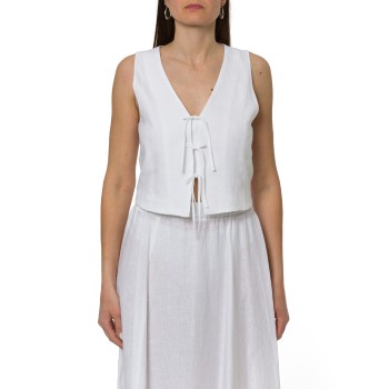 Gilet in lino i Blues