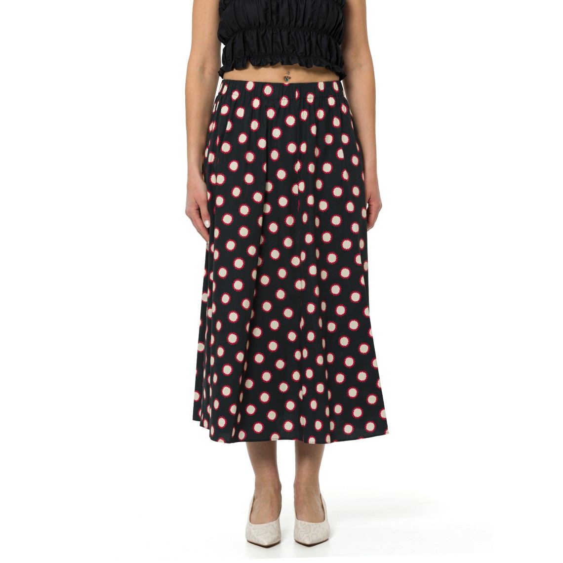 Gonna in popeline di cotone stampato i Blues