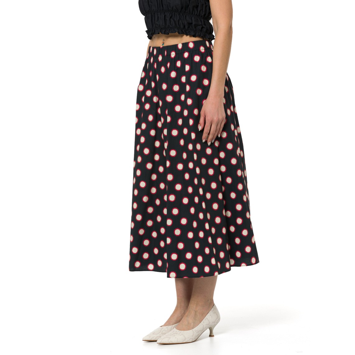 Gonna in popeline di cotone stampato i Blues